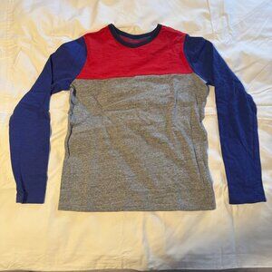 Boden Boys Colorblock Long Sleeve Tee Grey Red Blue 15/16
